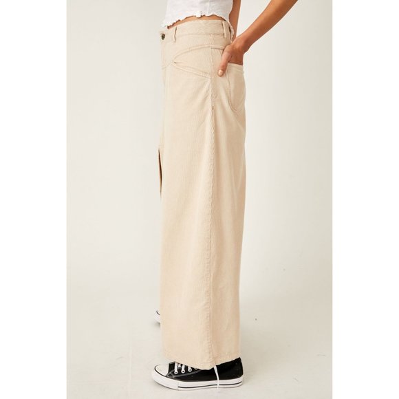 FREE PEOPLE Come As You Are Cord Maxi Skirt / Beechwood - Picture 9 of 15